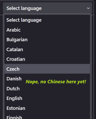 The 'translate to' menu on about:translations