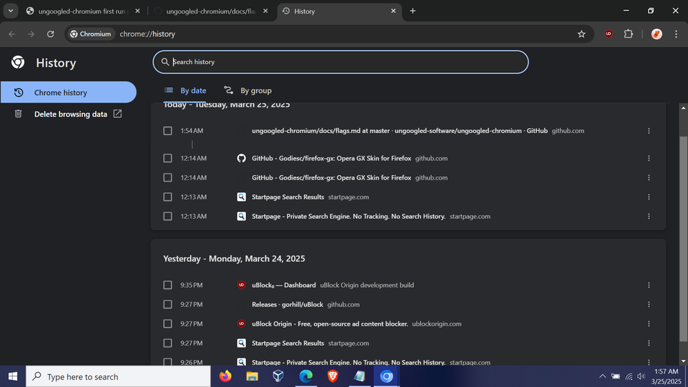 Browser History Page