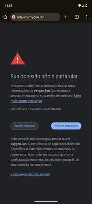 1. Certificate error page