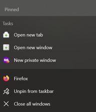 taskbar menu