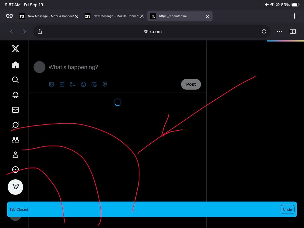 blue  bar on closing tab