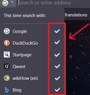 "Set as default" buttons