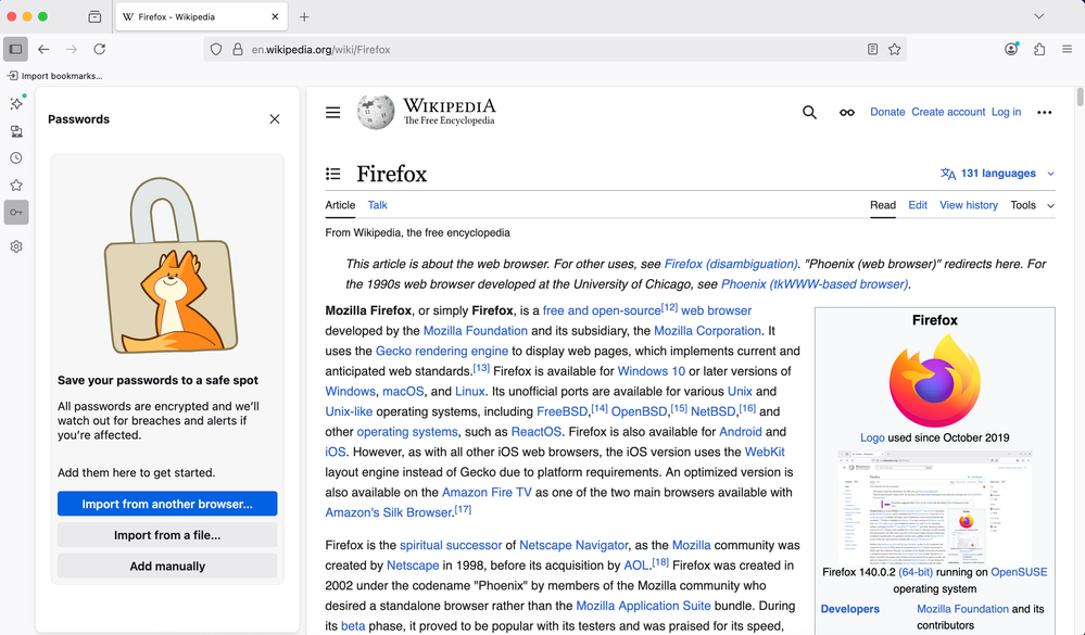 Passwords in the Sidebar