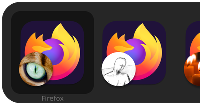 Mock-up of CmdTab navigation where app icons include avatar overlays