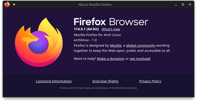 About Firefox page