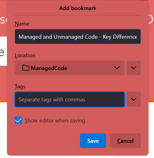 Empty "Tags" entry each time when you add a new bookmark