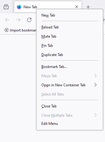 Tab Edit Menu