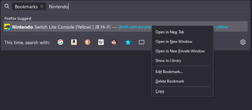 Firefox Address Bar Context Menu Concept
