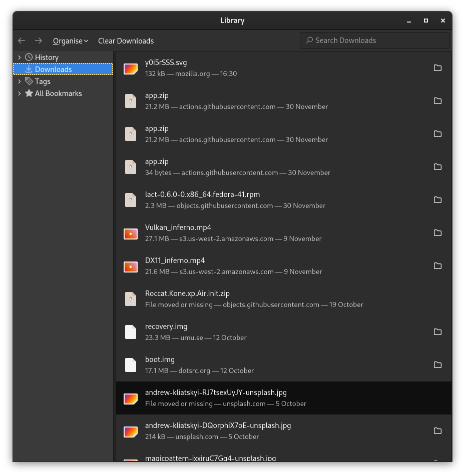 Firefox Desktop Downloads menu